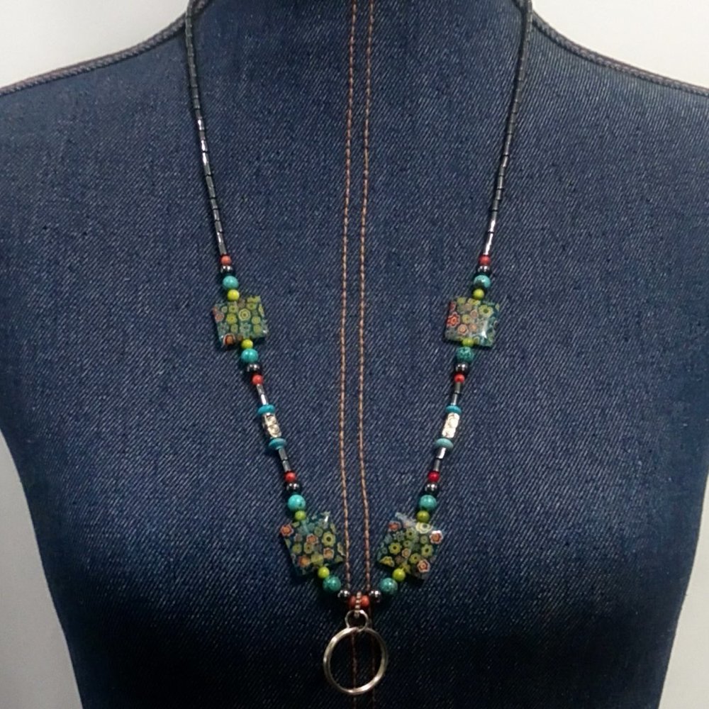 Hand Crafted Beaded Badge Eye Glass Essential Oil Diffuser Holder Necklace
